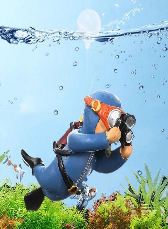 VAYINATO® 1 Piece (Blue) Floating Mini Cute Photo Diver Aquarium Fish Tank Simulation Decoration Ornaments | Made with Eco Friendly Resin | No Harm to Fish by Petzlifeworld - Image 1